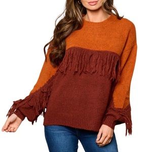 WOMENS LONG SLEEVE COLORBLOCK PULLOVER SWEATER